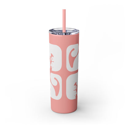 Graphic Cats Skinny Tumbler with Straw, 20oz