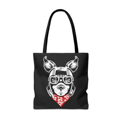 Black Motorcycle Dog Tote Bag