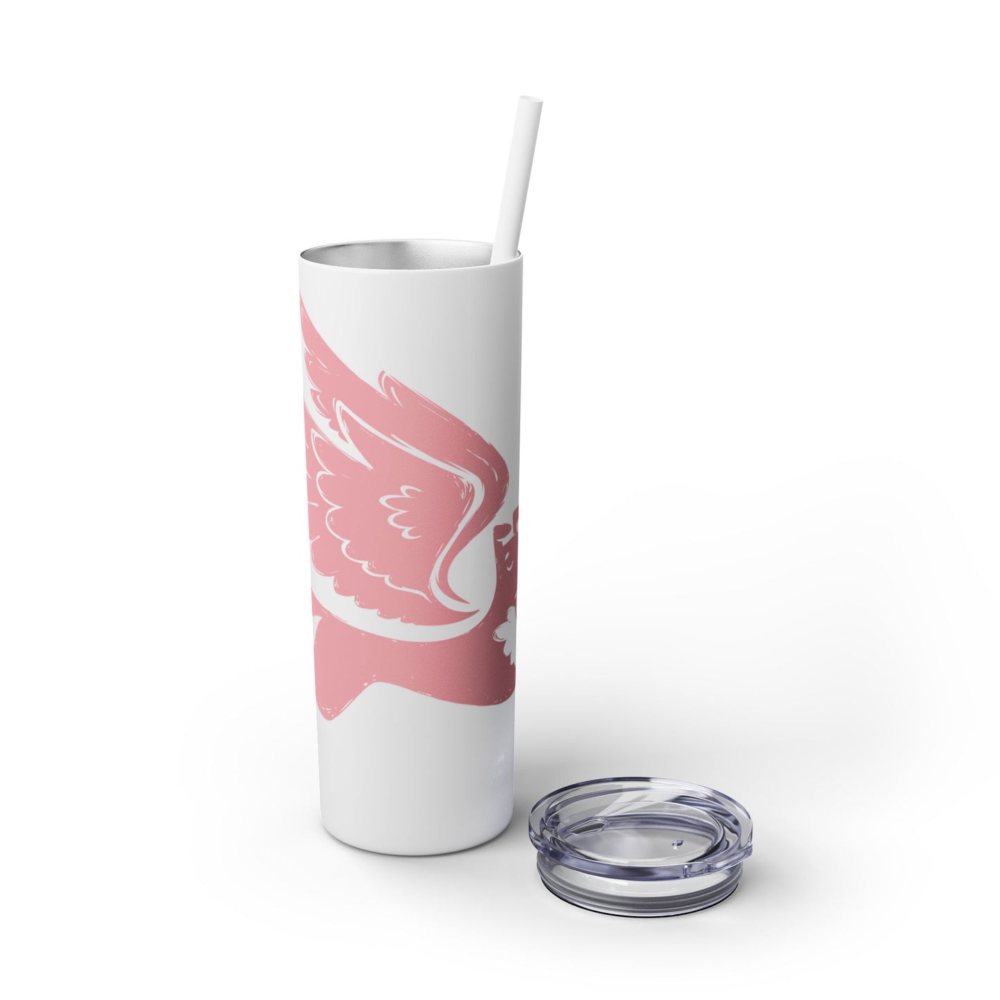 Angel Dog Skinny Tumbler with Straw, 20oz