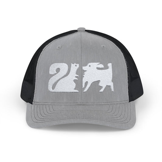 Dog and Squirrel Graphic Snapback Trucker Cap