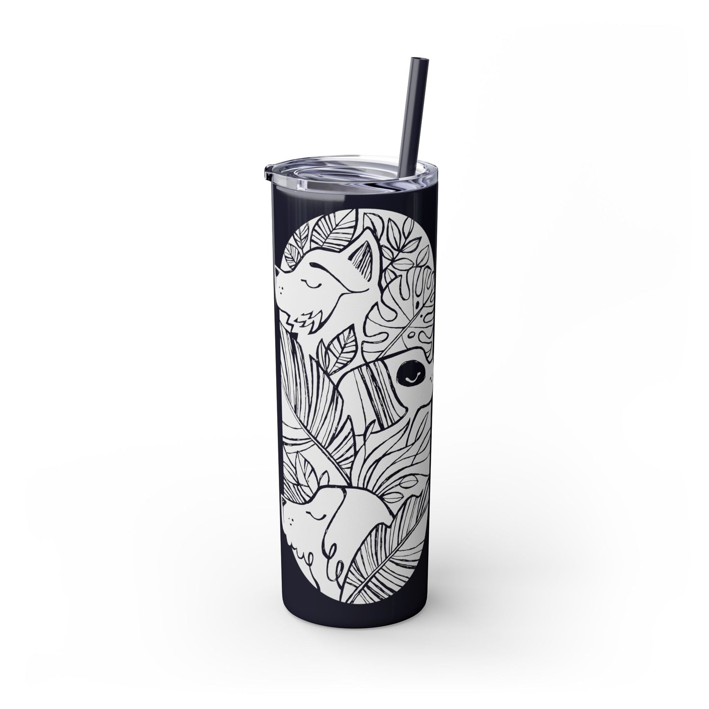 Jungle Dogs Skinny Tumbler with Straw, 20oz