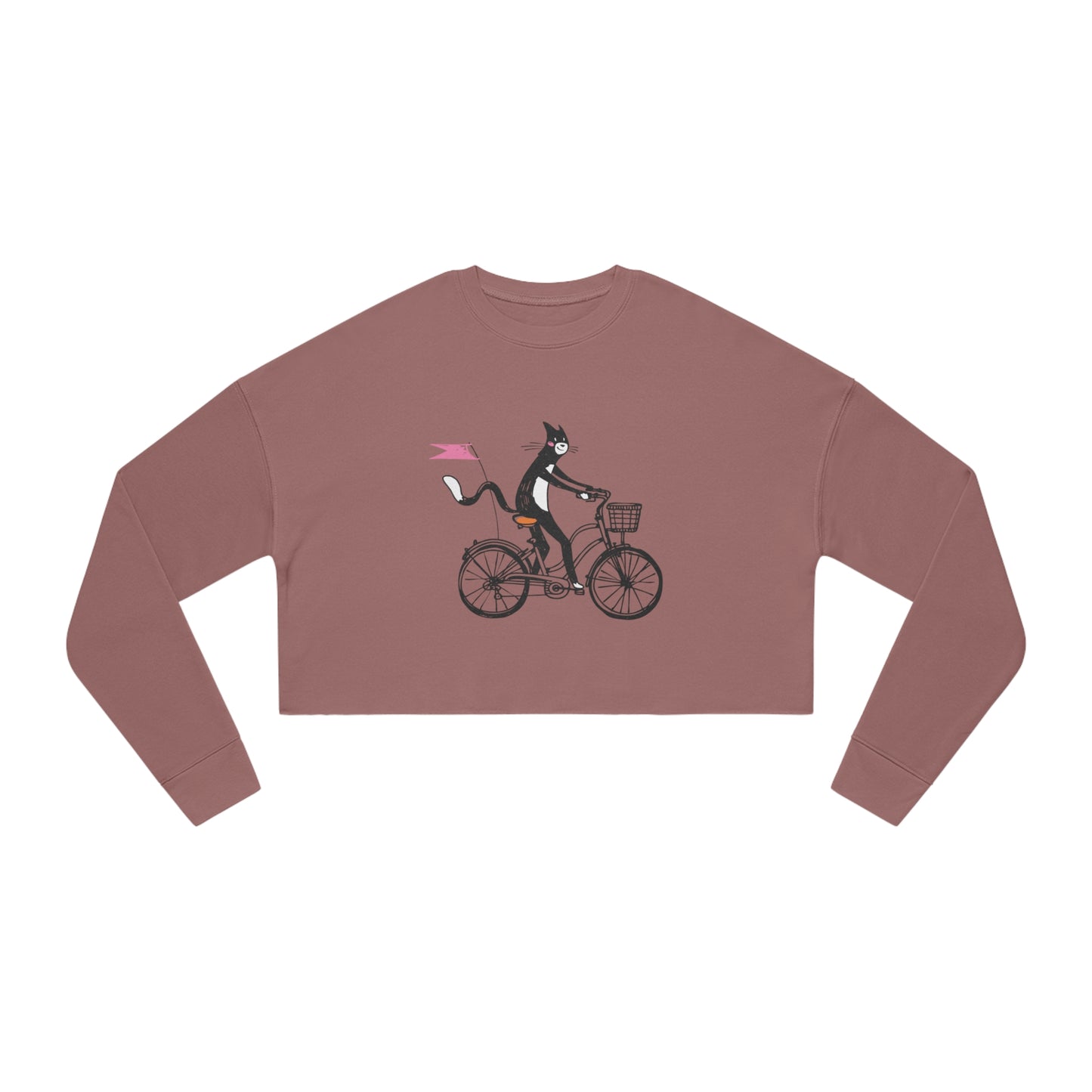 Bicycle Cat Women's Cropped Sweatshirt