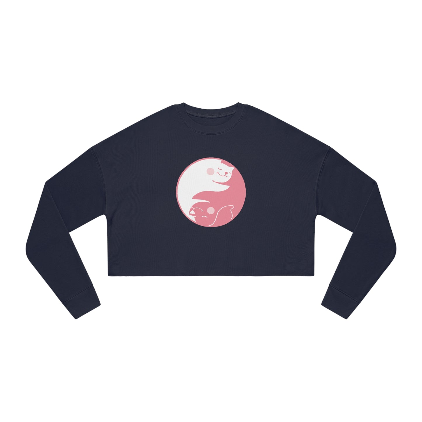 Pink Yin Yang Women's Cropped Sweatshirt