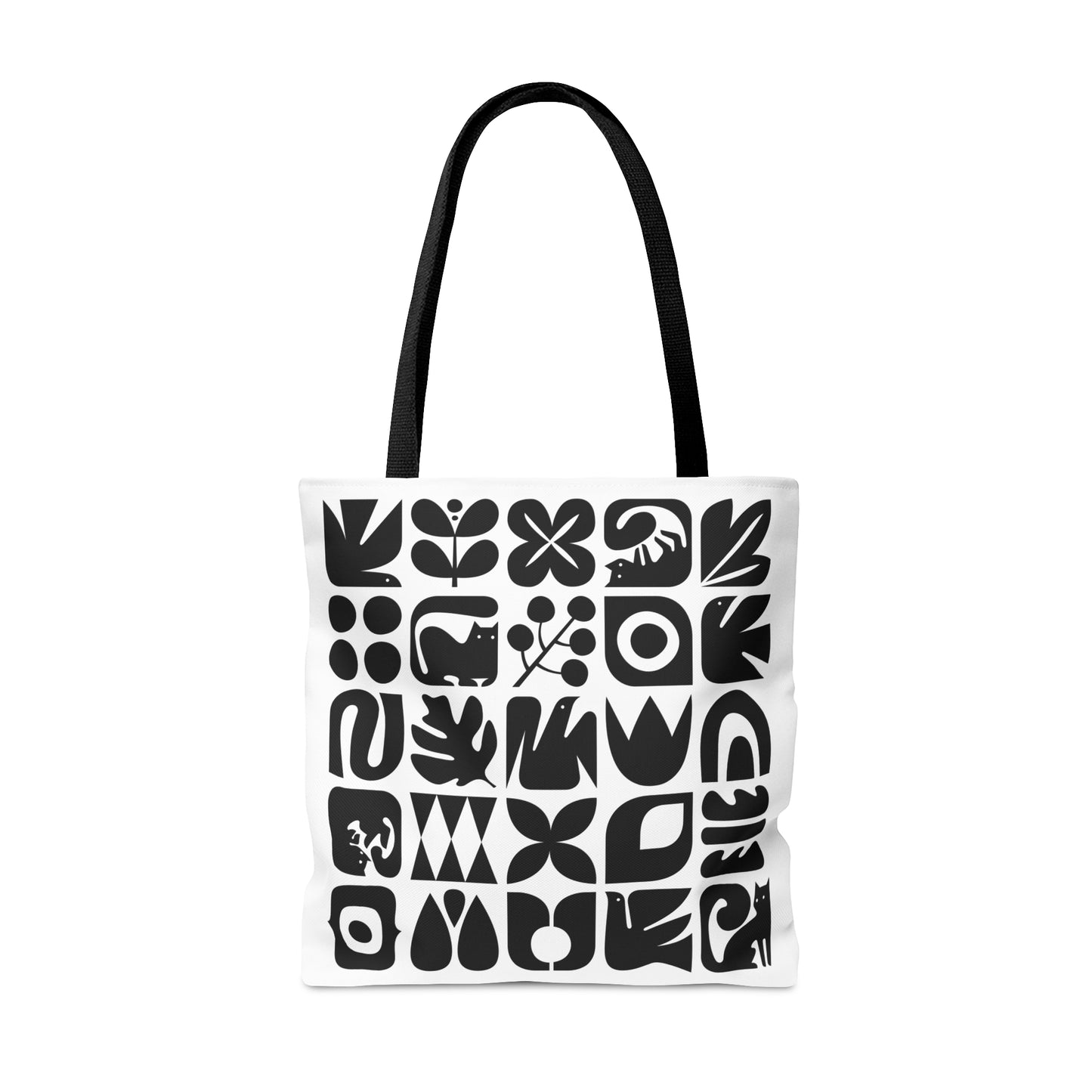 Graphic Cats and Birds Tote Bag