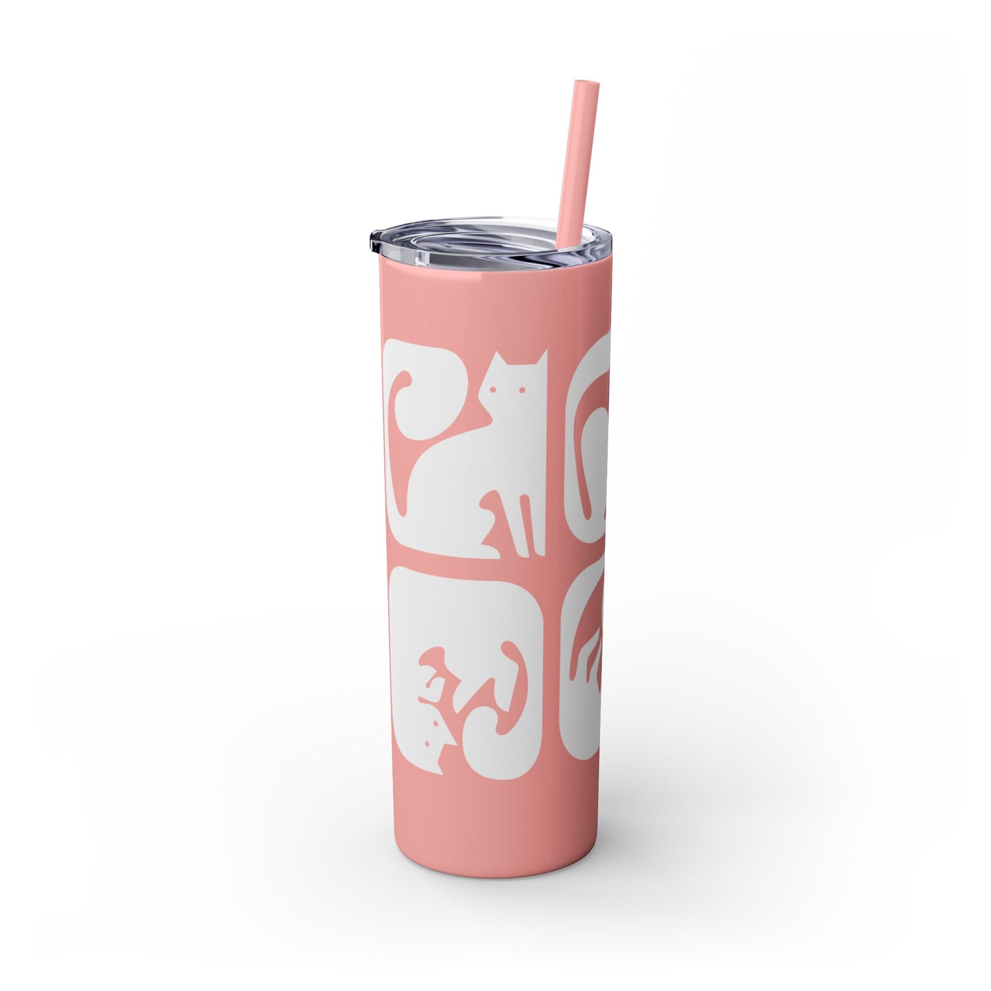 Graphic Cats Skinny Tumbler with Straw, 20oz