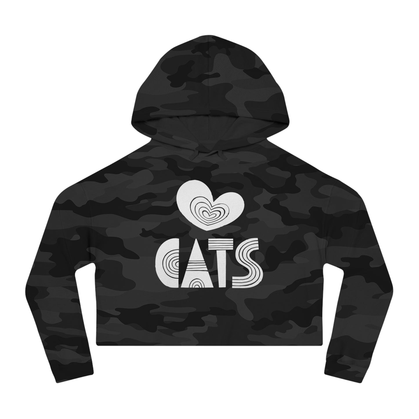 Love Cats Women’s Cropped Hooded Sweatshirt