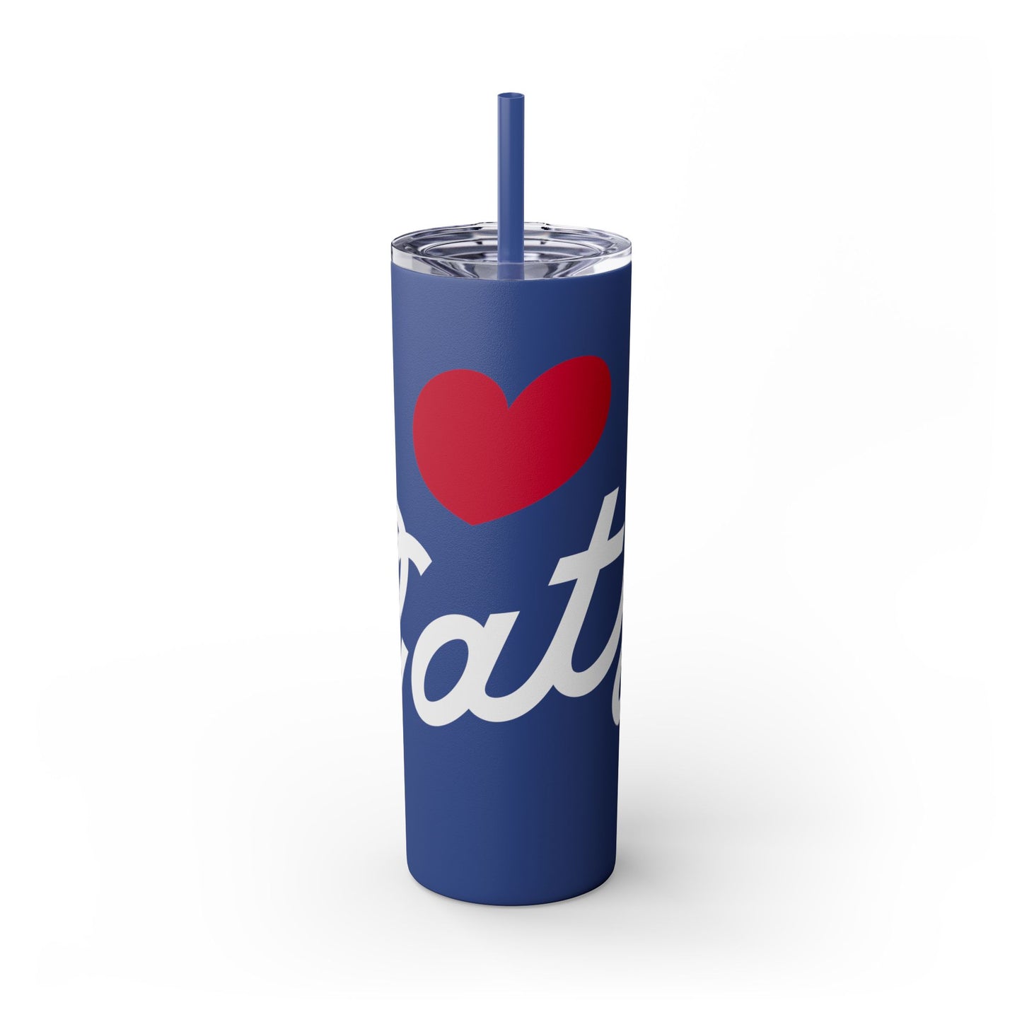 Love Cats Script Skinny Tumbler with Straw, 20oz