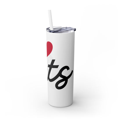 Love Cats Script Skinny Tumbler with Straw, 20oz