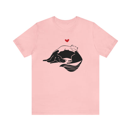 Dog and Cat Cuddling Women's Graphic Tee