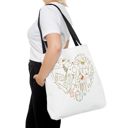 Colorful Dog Heart Tote Bag