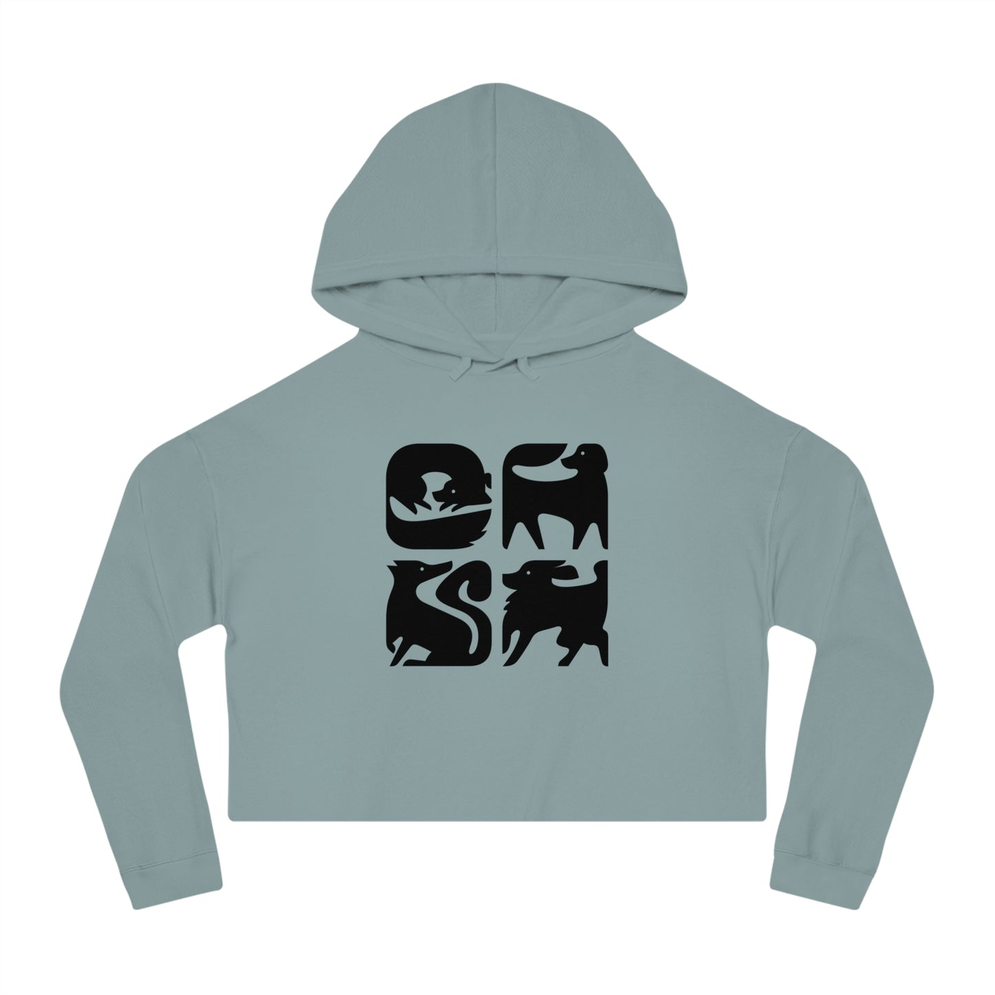 Graphic Dogs Cropped Hooded Sweatshirt