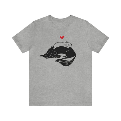 Dog and Cat Cuddling Women's Graphic Tee