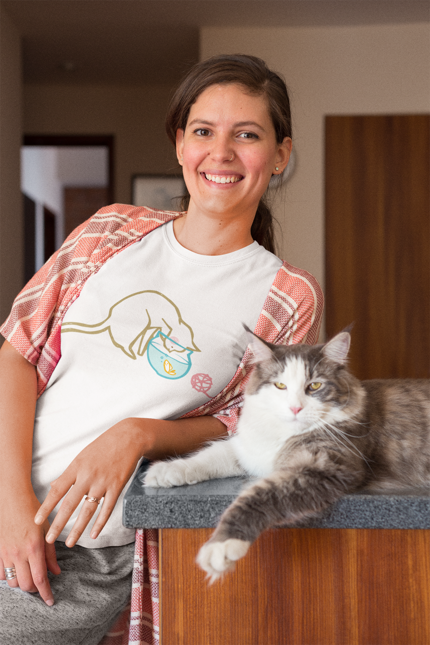 Cat & Fish Bowl Women's Graphic Tee