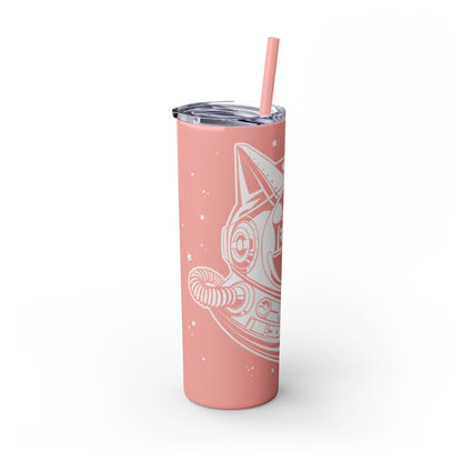 Space Cat Skinny Tumbler with Straw, 20oz