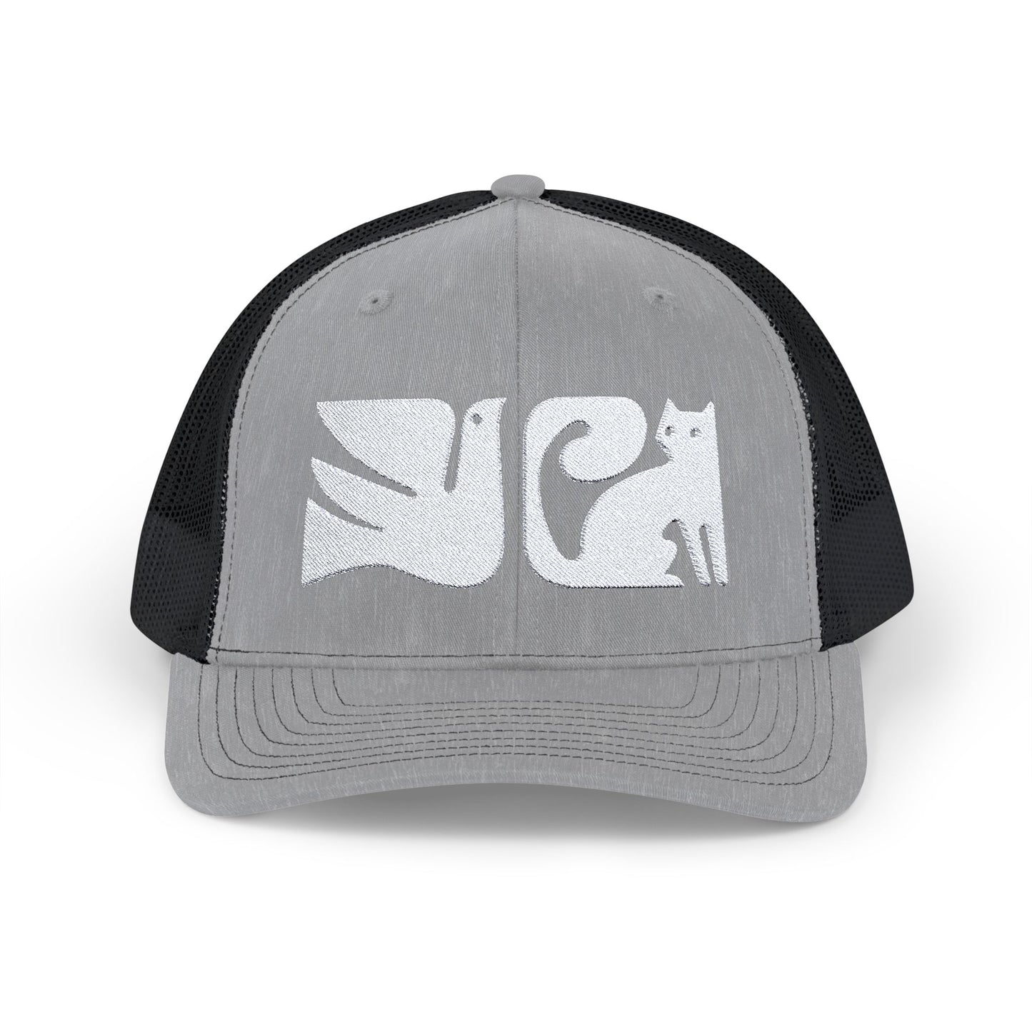 Cat and Bird Graphic Snapback Trucker Cap