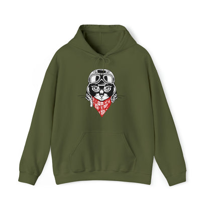 Motorcycle Cat Men's Hooded Sweatshirt