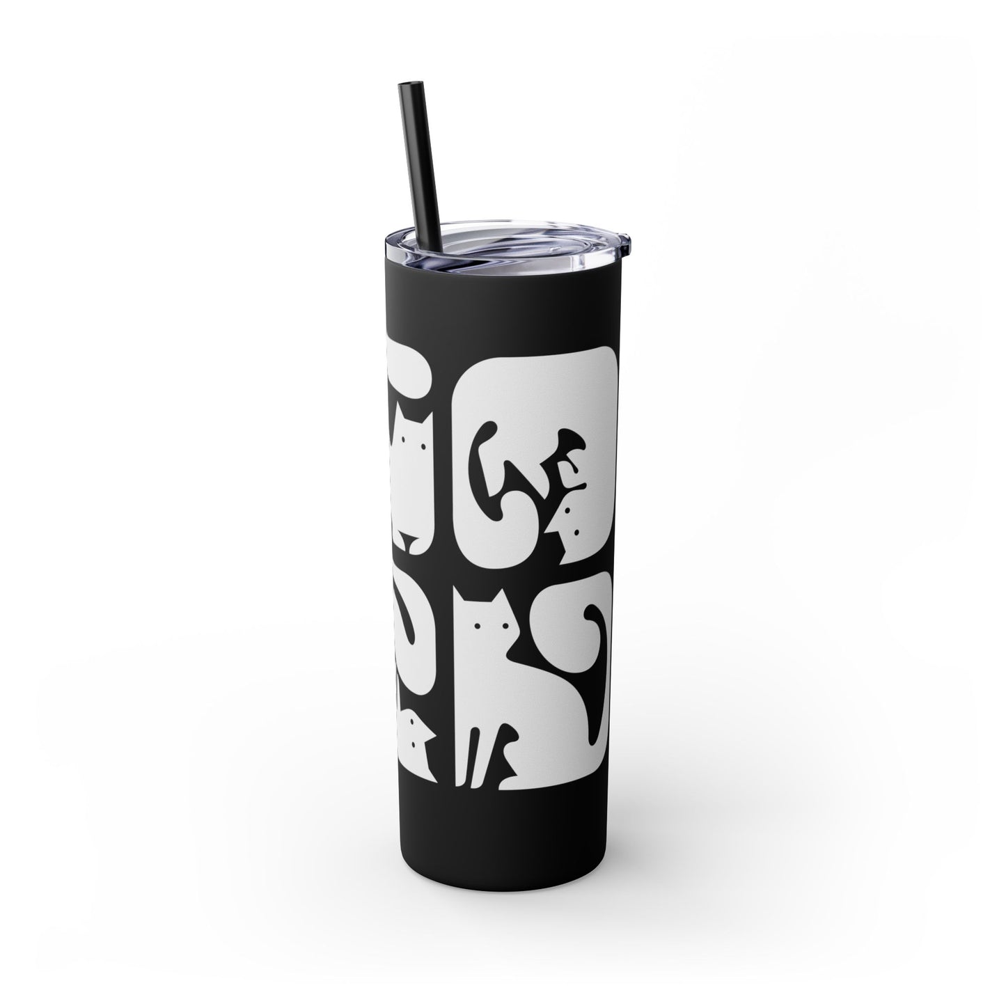 Graphic Cats Skinny Tumbler with Straw, 20oz