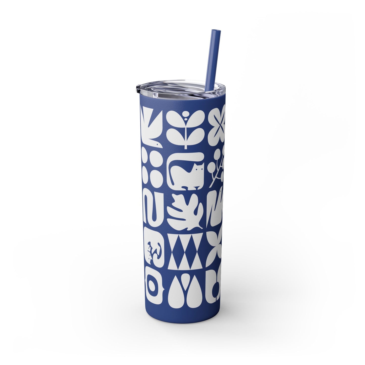 Graphic Cats and Birds Skinny Tumbler with Straw, 20oz