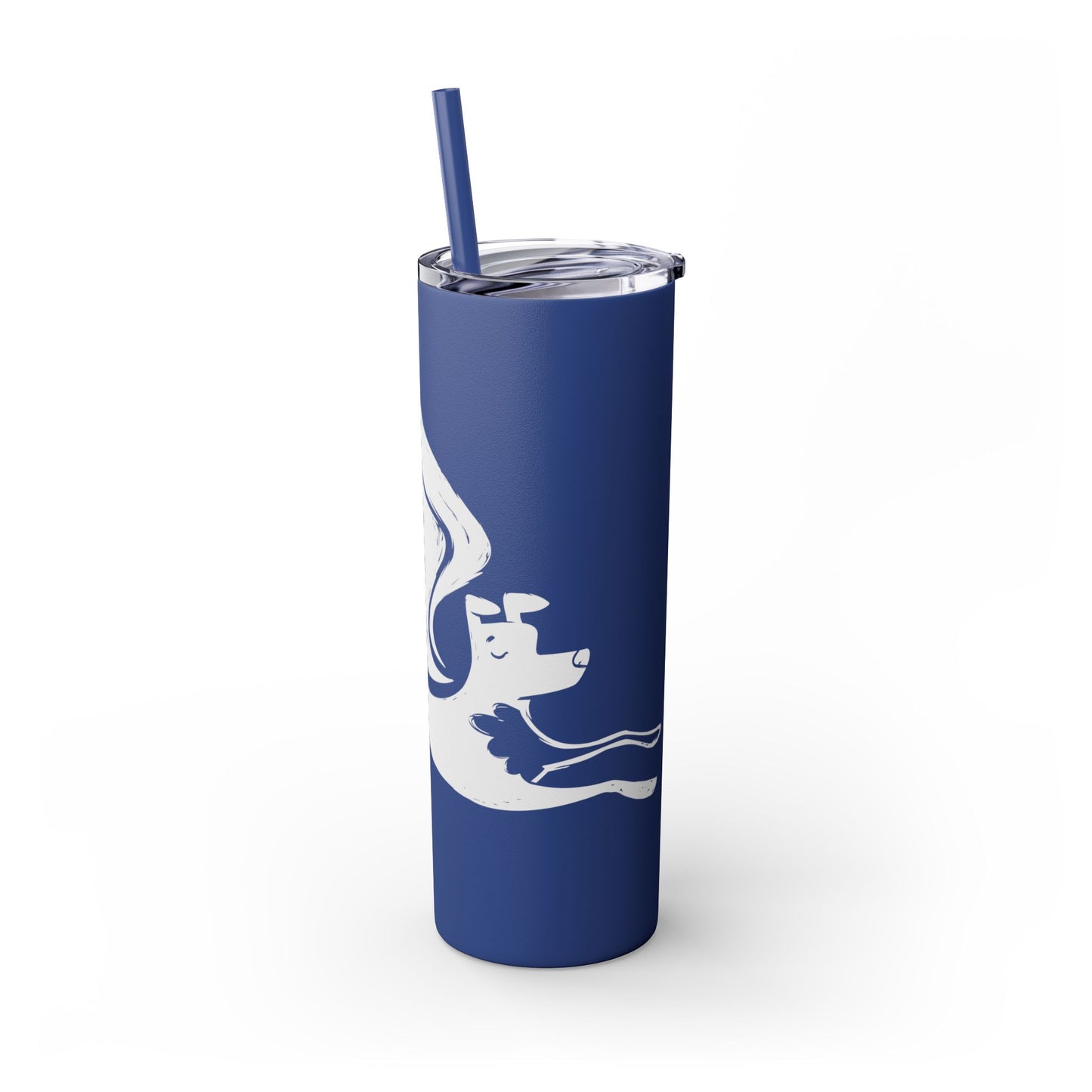 Angel Dog Skinny Tumbler with Straw, 20oz