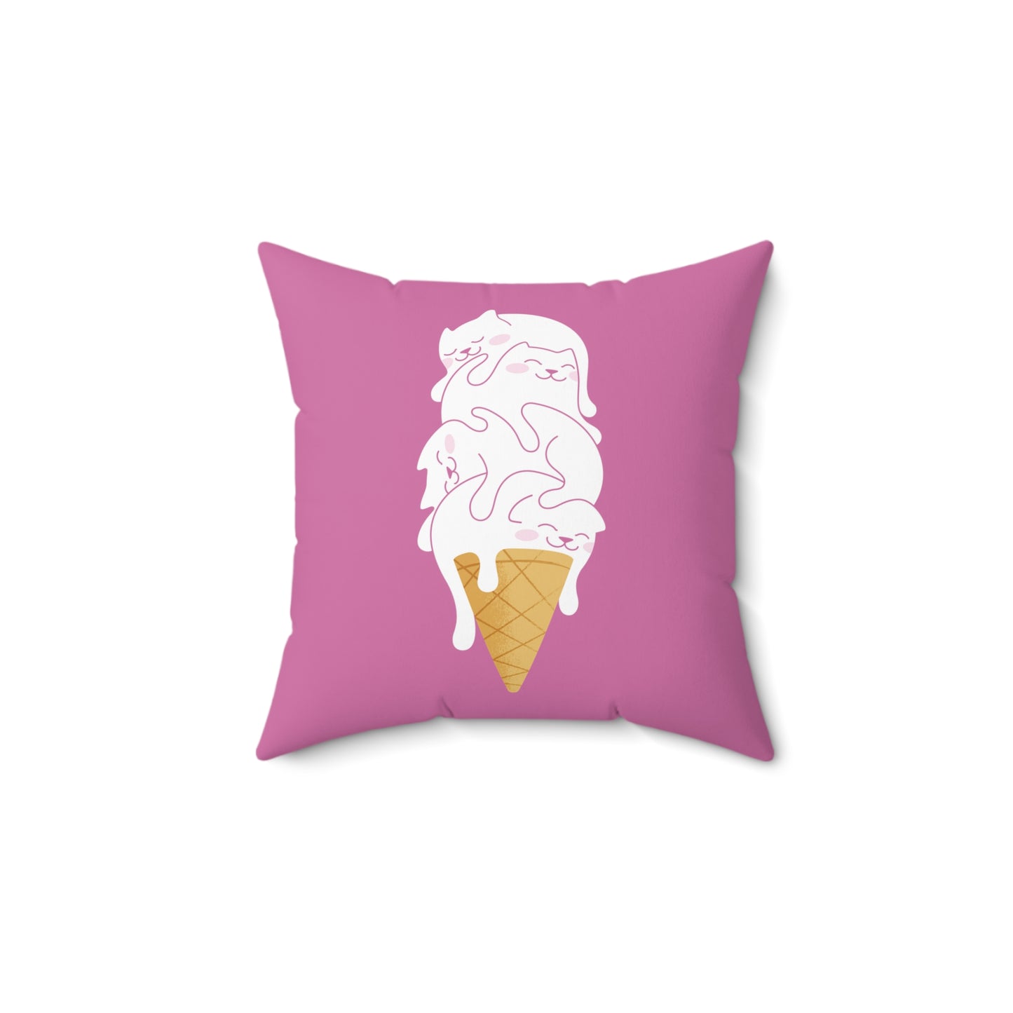 Kitty Cone Spun Polyester Square Pillow