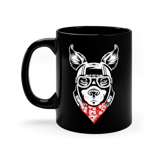 Motorcycle Dog 11oz Black Mug