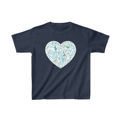 Colorful Dog Heart Kid's Heavy Cotton Tee