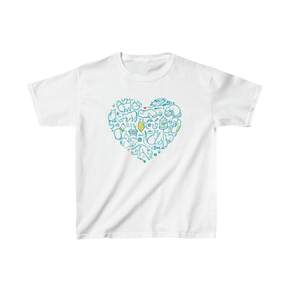 Colorful Cat Heart Kid's Heavy Cotton Tee