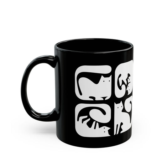 Graphic Cats 11oz Black Mug