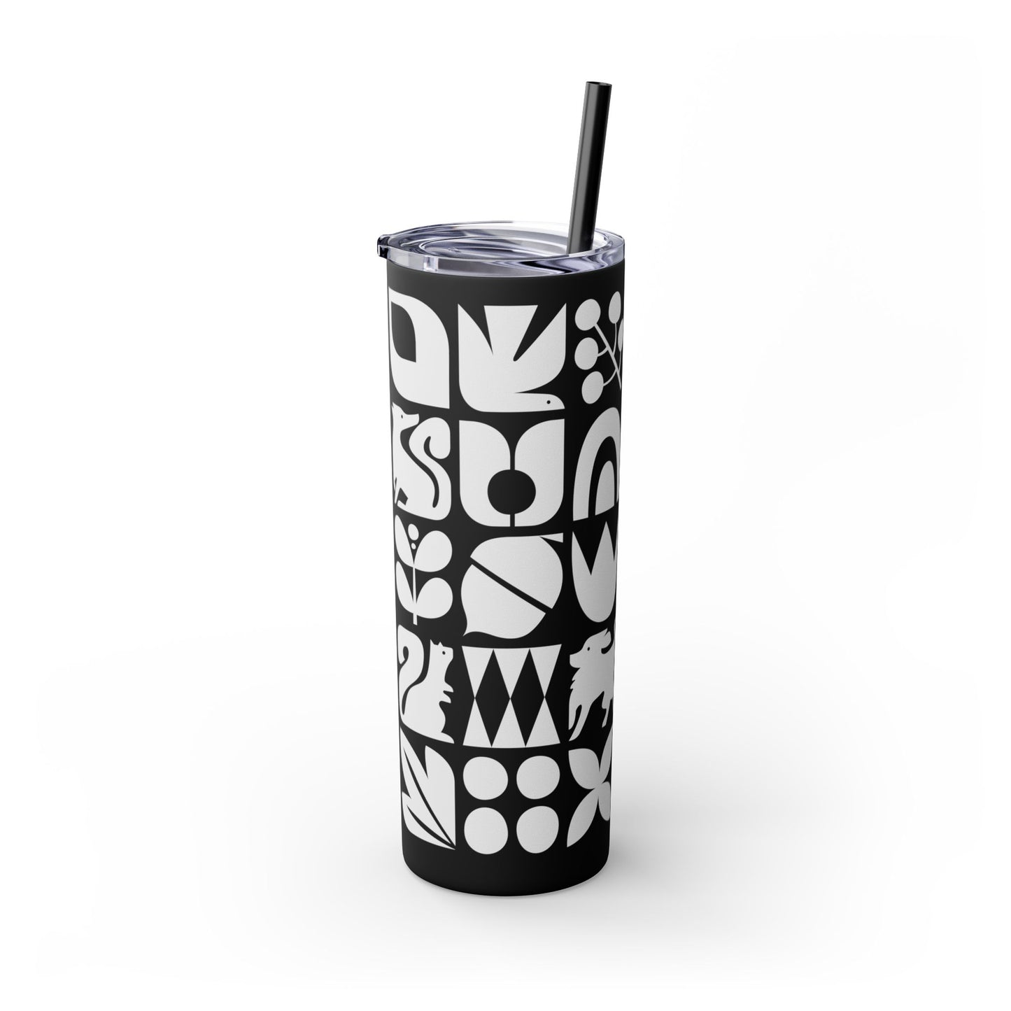 Graphic Dogs and Squirrels Skinny Tumbler with Straw, 20oz