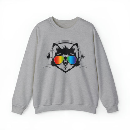 Music Cat Men's Heavy Blend Crewneck Sweatshirt