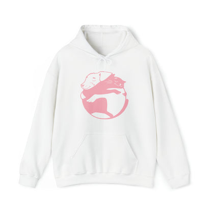 Pink Dog & Cat Hugging Women's Hooded Sweatshirt