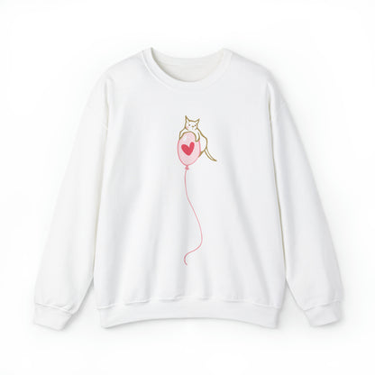 Cat on Heart Strings Women's Heavy Blend Crewneck Sweatshirt