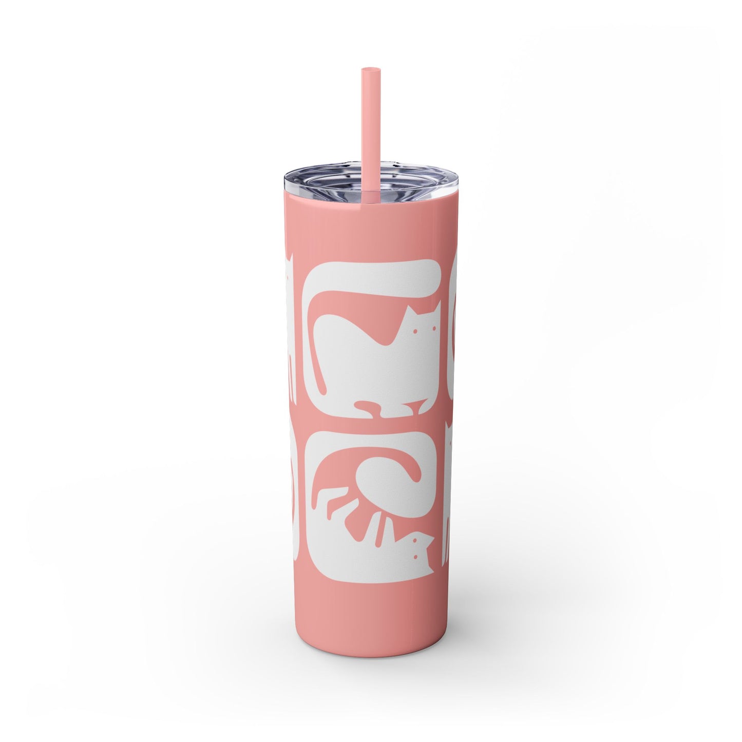 Graphic Cats Skinny Tumbler with Straw, 20oz