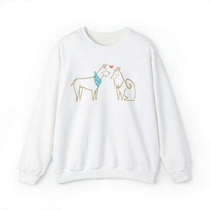 Two Dogs in Love Women's Heavy Blend Crewneck Sweatshirt