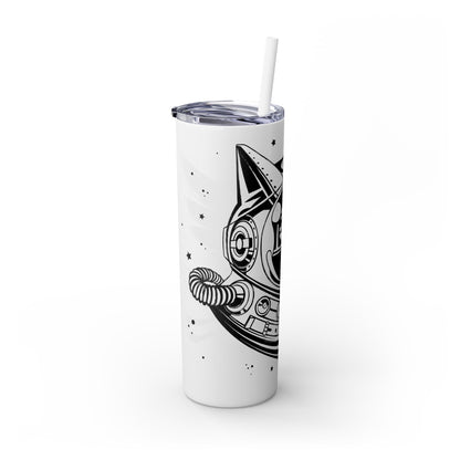 Space Cat Skinny Tumbler with Straw, 20oz