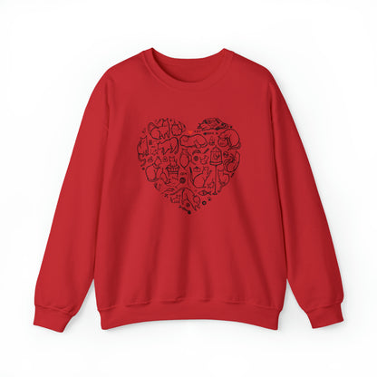 Cat Heart Women's Heavy Blend Crewneck Sweatshirt