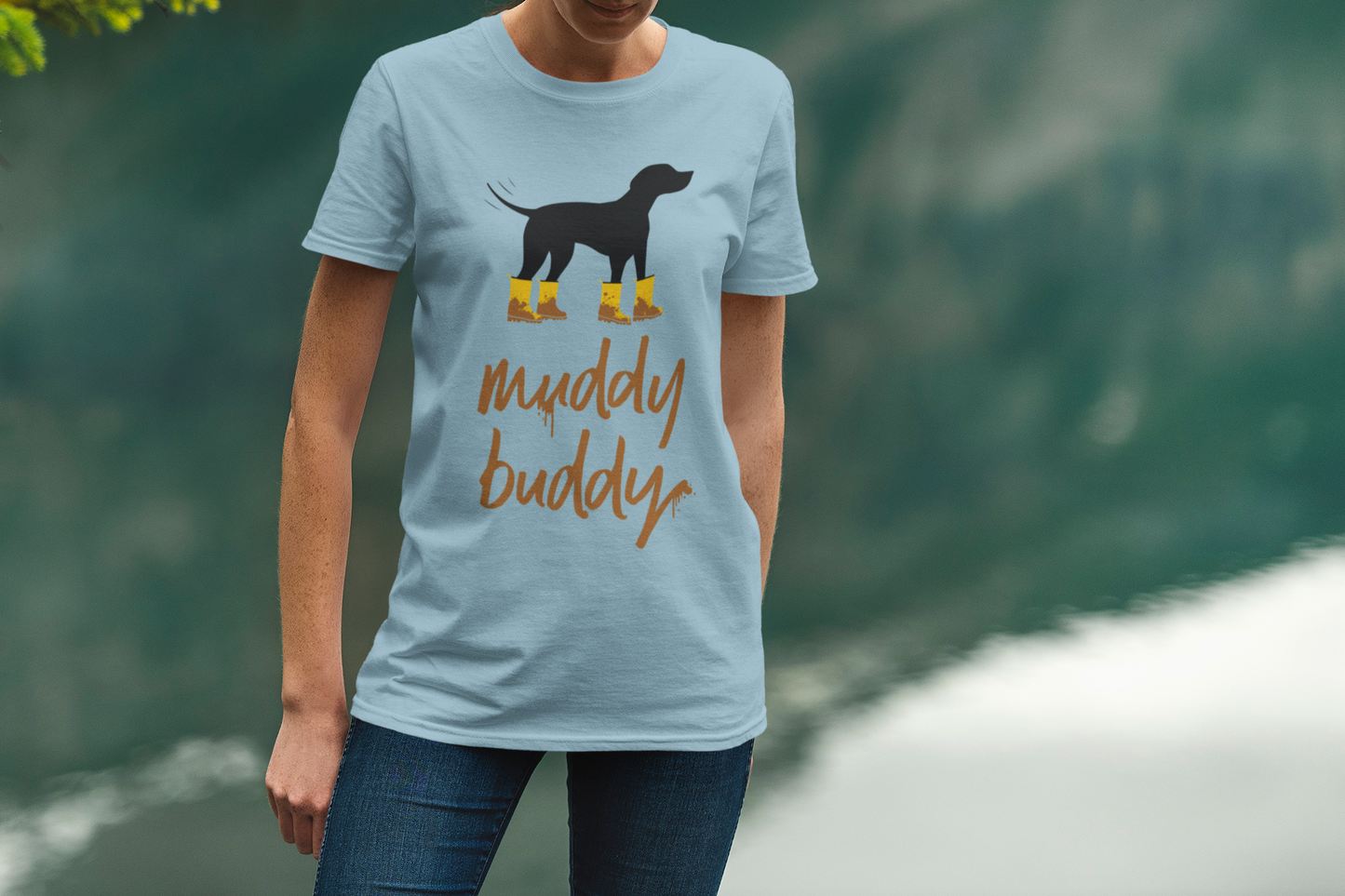 Muddy Buddy Yellow Boots Women's Graphic Tee