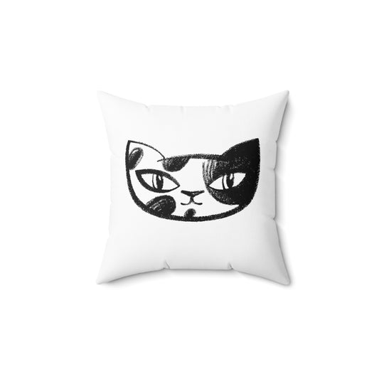 Kitty Cats on White Spun Polyester Square Pillow