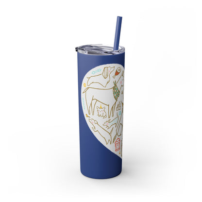 Dog Heart Skinny Tumbler with Straw, 20oz