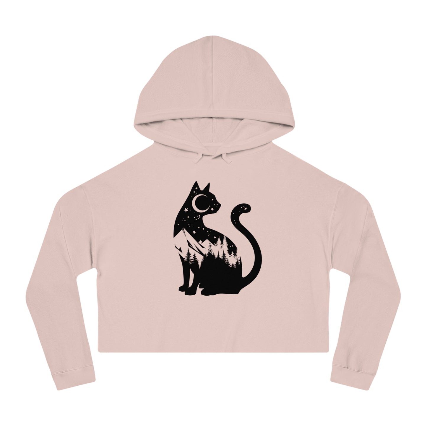 Mountain Cat Cropped Women's Hooded Sweatshirt