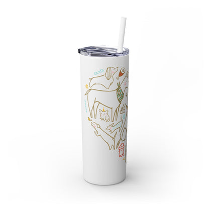 Dog Heart Skinny Tumbler with Straw, 20oz