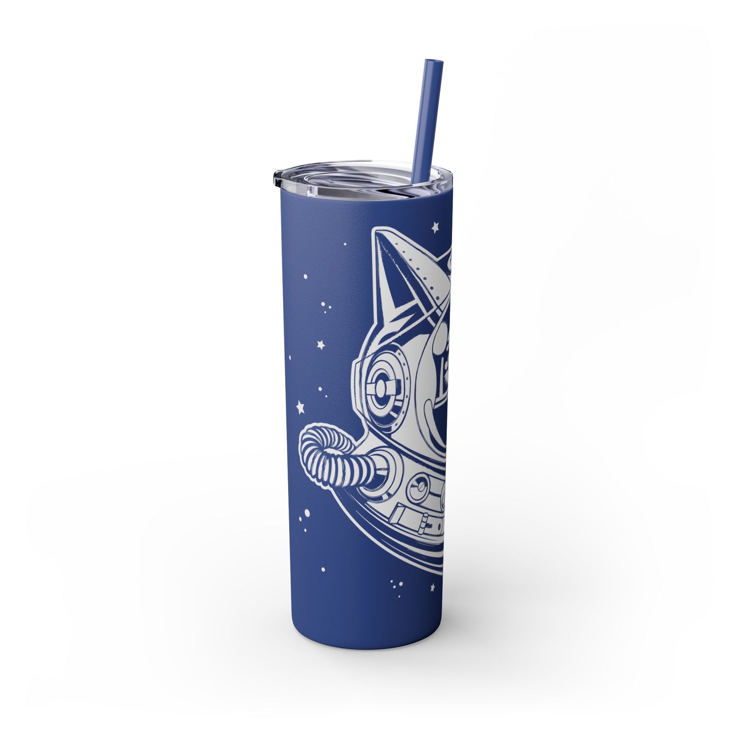 Space Cat Skinny Tumbler with Straw, 20oz