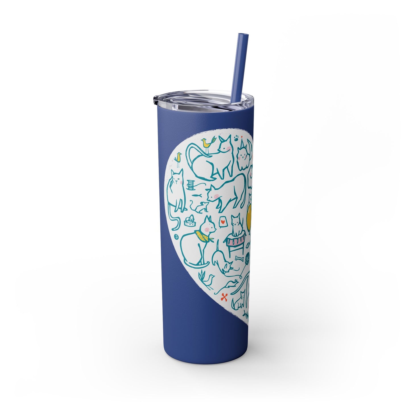 Cat Heart Skinny Tumbler with Straw, 20oz