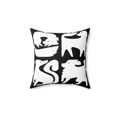 Graphic Dogs Spun Polyester Square Pillow