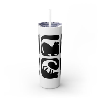 Graphic Cats Skinny Tumbler with Straw, 20oz