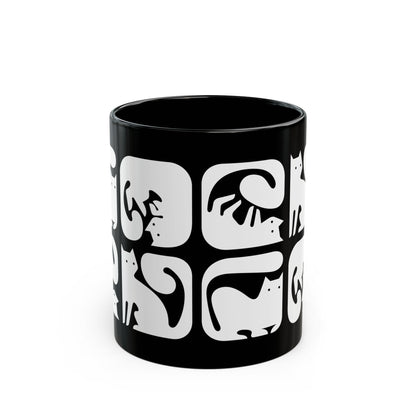 Graphic Cats 11oz Black Mug