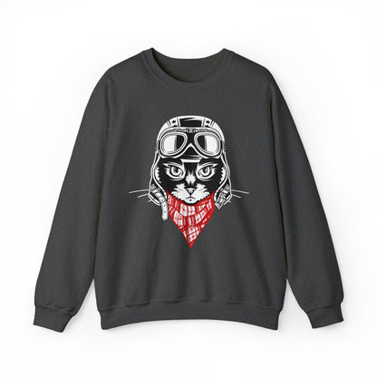 Motorcycle Cat Men's Heavy Blend Crewneck Sweatshirt