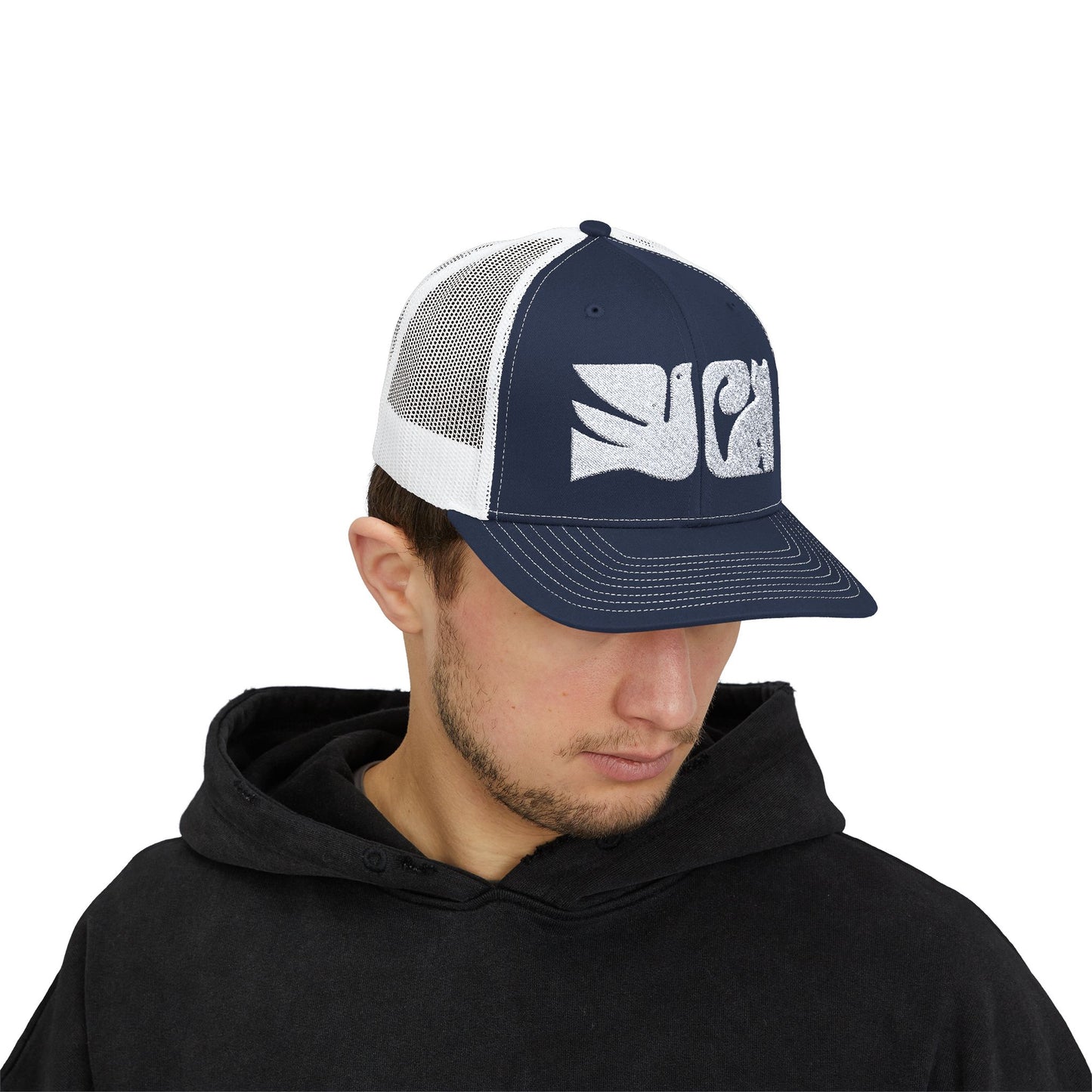 Cat and Bird Graphic Snapback Trucker Cap