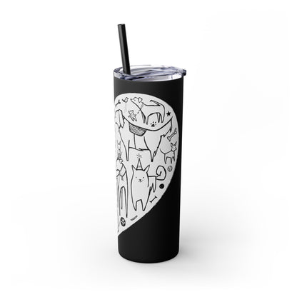 Dog Heart Skinny Tumbler with Straw, 20oz