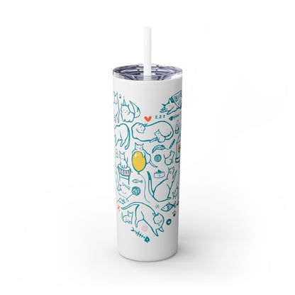 Cat Heart Skinny Tumbler with Straw, 20oz